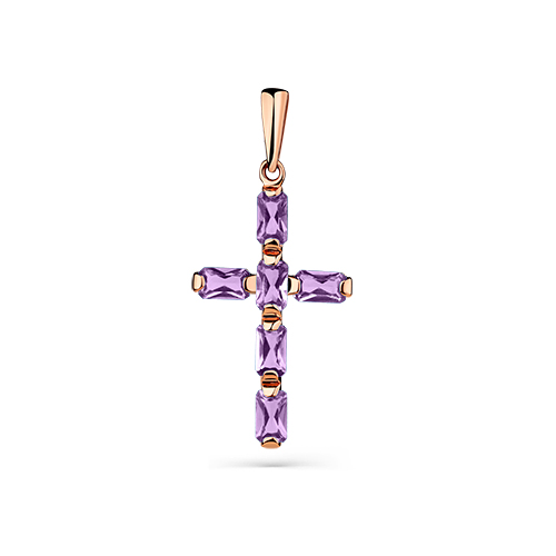 Крест, золото, аметист, 04-1-038-0200-010